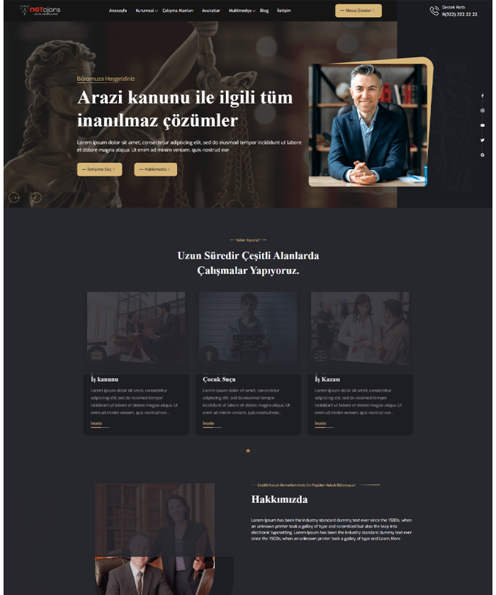 Avukat Hukuk Bürosu V1 Hazır Kurumsal Website
